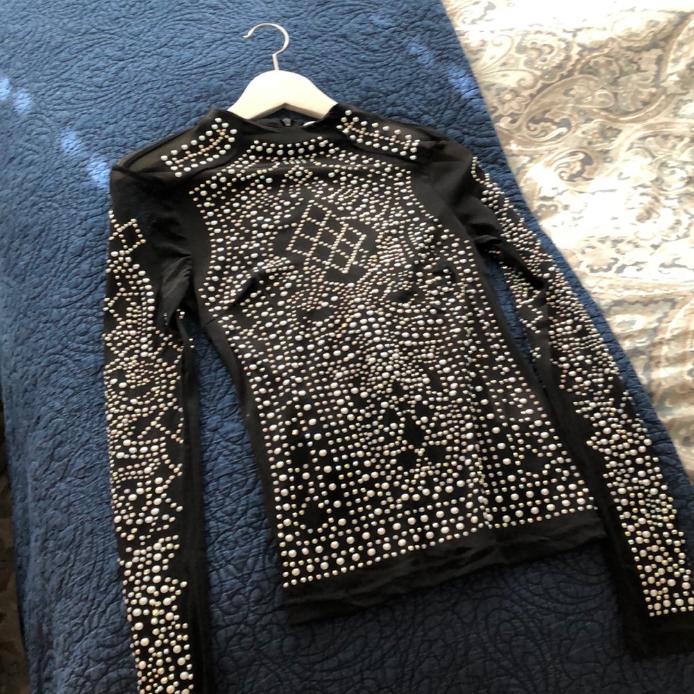 Bling Vegas top, black sheer.